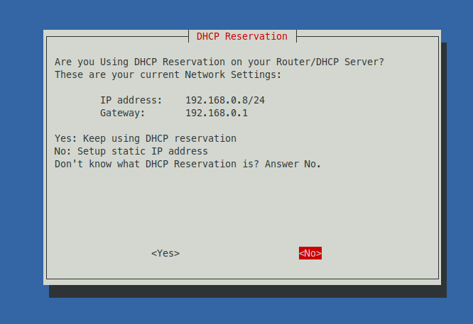 PiVPN - DHCP Reservation