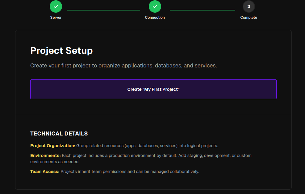 Coolify - Creazione progetto